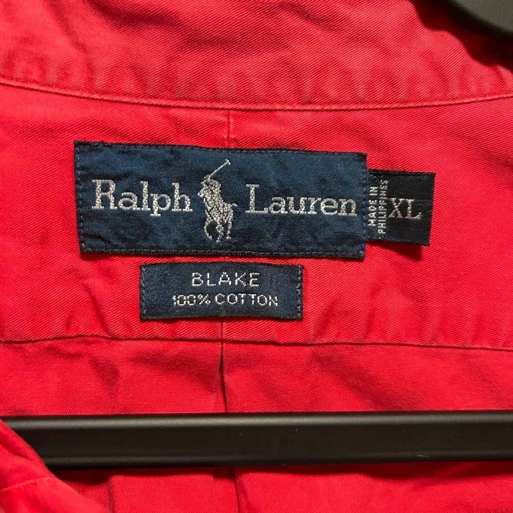 Polo Ralph Lauren Button Down Mens XL Red Blake Short Sleeve Cotton Pony Logo